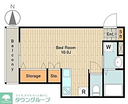 グランコート高尾町 2階ワンルームの間取り