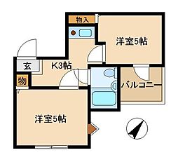 アステールII 3階2Kの間取り