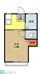 ハイツ石川 2階1Kの間取り
