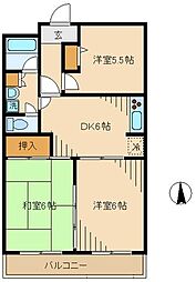 エスパシオ聖蹟 3階3DKの間取り