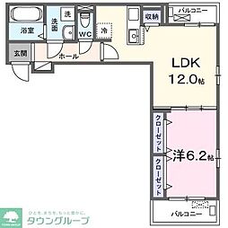 モア 2階1LDKの間取り