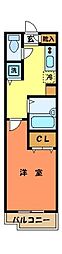 スカイコート八王子第5 4階1Kの間取り