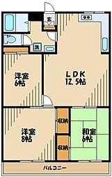 ロイヤルコート日野 2階3LDKの間取り