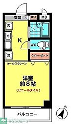 オーチャードマンション 2階1Kの間取り