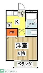 ウィンズ 2階1Kの間取り