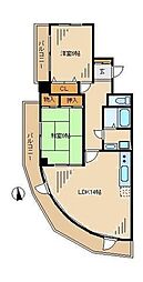 リッジモントゥ鶴牧 3階2LDKの間取り