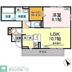 クリビア（clivia） 1階1LDKの間取り