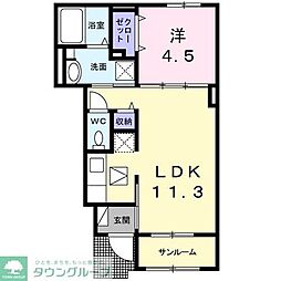 ベル　ソレイユ 1階1LDKの間取り