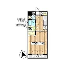 アネックスさつき 3階1Kの間取り