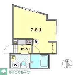 エスフラット国立 1Kの間取図画像