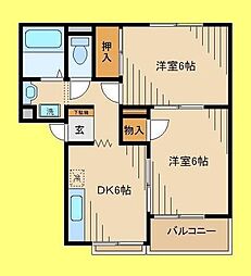 麗風荘 2DKの間取図画像