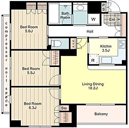 パークキューブ京王八王子2 3LDKの間取図画像