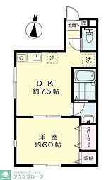 サウス多摩リバーA 1DKの間取図画像