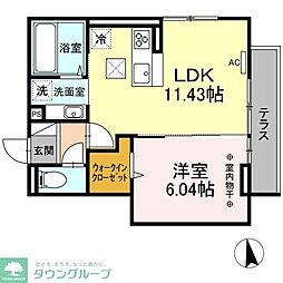 ラ・ヴィエルジュ 1LDKの間取図画像