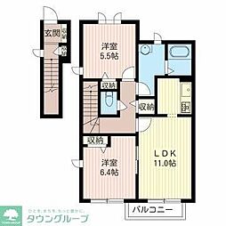 サニーコートA 2LDKの間取図画像