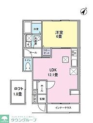 八王子市千人町2丁目アパート 1LDKの間取図画像
