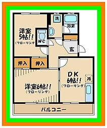 パークサイドSSK 2DKの間取図画像