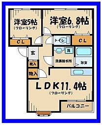 プリマステラ 2LDKの間取図画像