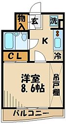 T'sgarden稲城 1Kの間取図画像