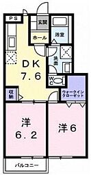 グリーン・タイラ 2DKの間取図画像