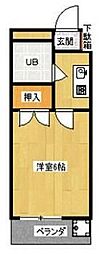 ニューパリヤ2 1Kの間取図画像