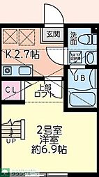 ウエストミモザ 1Kの間取図画像