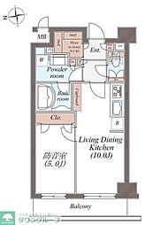 Wレジデンス多摩川 1LDKの間取図画像