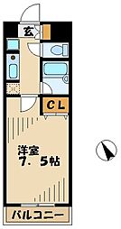 ルピナス1 1Kの間取図画像