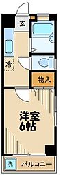 京王線 聖蹟桜ヶ丘駅 徒歩10分の賃貸アパート 2階1Kの間取り