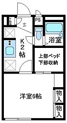 レオパレスシュッドカルチェIII 2階1Kの間取り