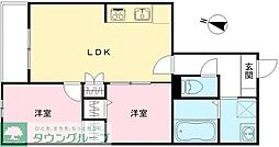 JR中央線 日野駅 徒歩21分の賃貸マンション 2階2LDKの間取り