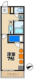 レオパレス美行 2階1Kの間取り
