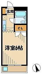 ソフィア 1階1Kの間取り