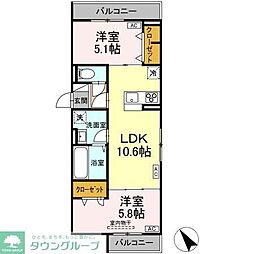 D-ROOM松木B 3階2LDKの間取り