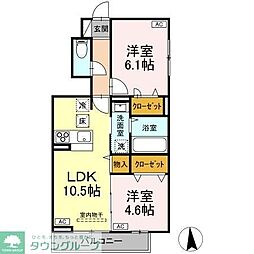 ガーネット　II 103 1階2LDKの間取り
