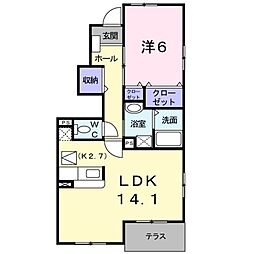 ラ・メール　トロワ 1階1LDKの間取り