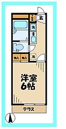 レオパレスヘリオードル 2階1Kの間取り