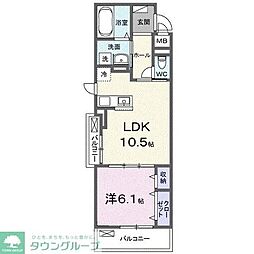 アウラティエ 3階1LDKの間取り