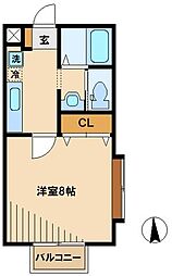 ブリッサメゾン 1Kの間取図画像