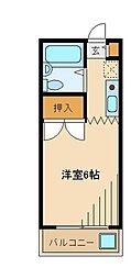エステート若葉台 1Kの間取図画像