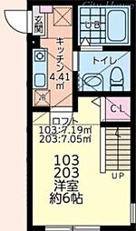 リベルテ相模原 1Kの間取図画像
