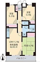 ヴィラフルリエ 3LDKの間取図画像