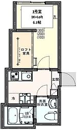 KLEIS八王子3 1Kの間取図画像