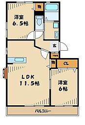 アマポーラ西生田 2LDKの間取図画像