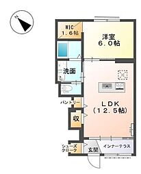 オークテラス 1LDKの間取図画像