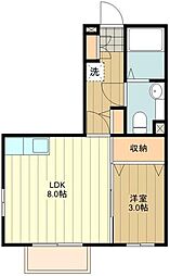 B-クレセント 1LDKの間取図画像