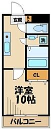 フォンテーヌ雅 1Kの間取図画像
