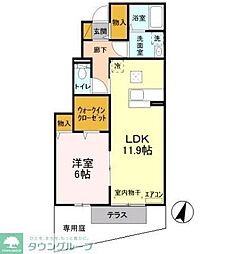 つくばエクスプレス 流山おおたかの森駅 徒歩30分の賃貸アパート 1階1LDKの間取り