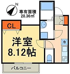 つくばエクスプレス 南流山駅 徒歩8分の賃貸アパート 2階1Kの間取り