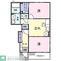 Ｖｉｌｌｅｒｓ　ｐａｒｋ 1階2DKの間取り